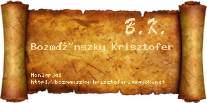 Bozmánszky Krisztofer névjegykártya